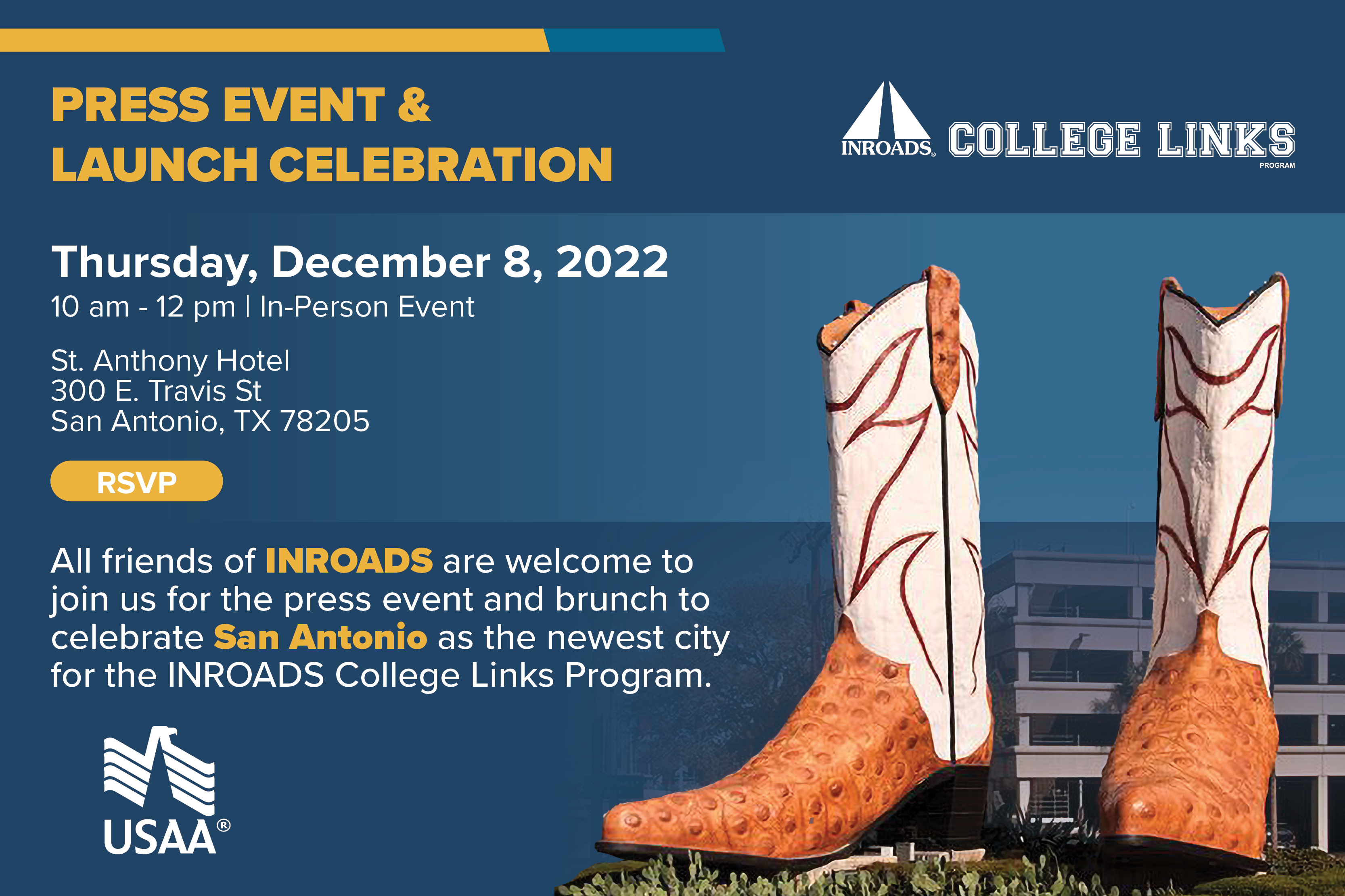 Featured image for “INROADS COLLEGE LINKS TO LAUNCH IN SAN ANTONIO WITH USAA SUPPORT”